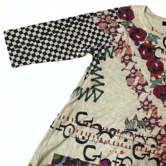 Inoah Wearable Art Checker Aysmeyrical Hem Tunic Womens SZ S Artsy Art Deco Punk - Picture 8 of 13